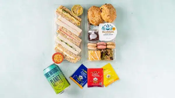Brewdog afternoon tea box set with cream cakes and Planet Pale Ale perfect fathers day present