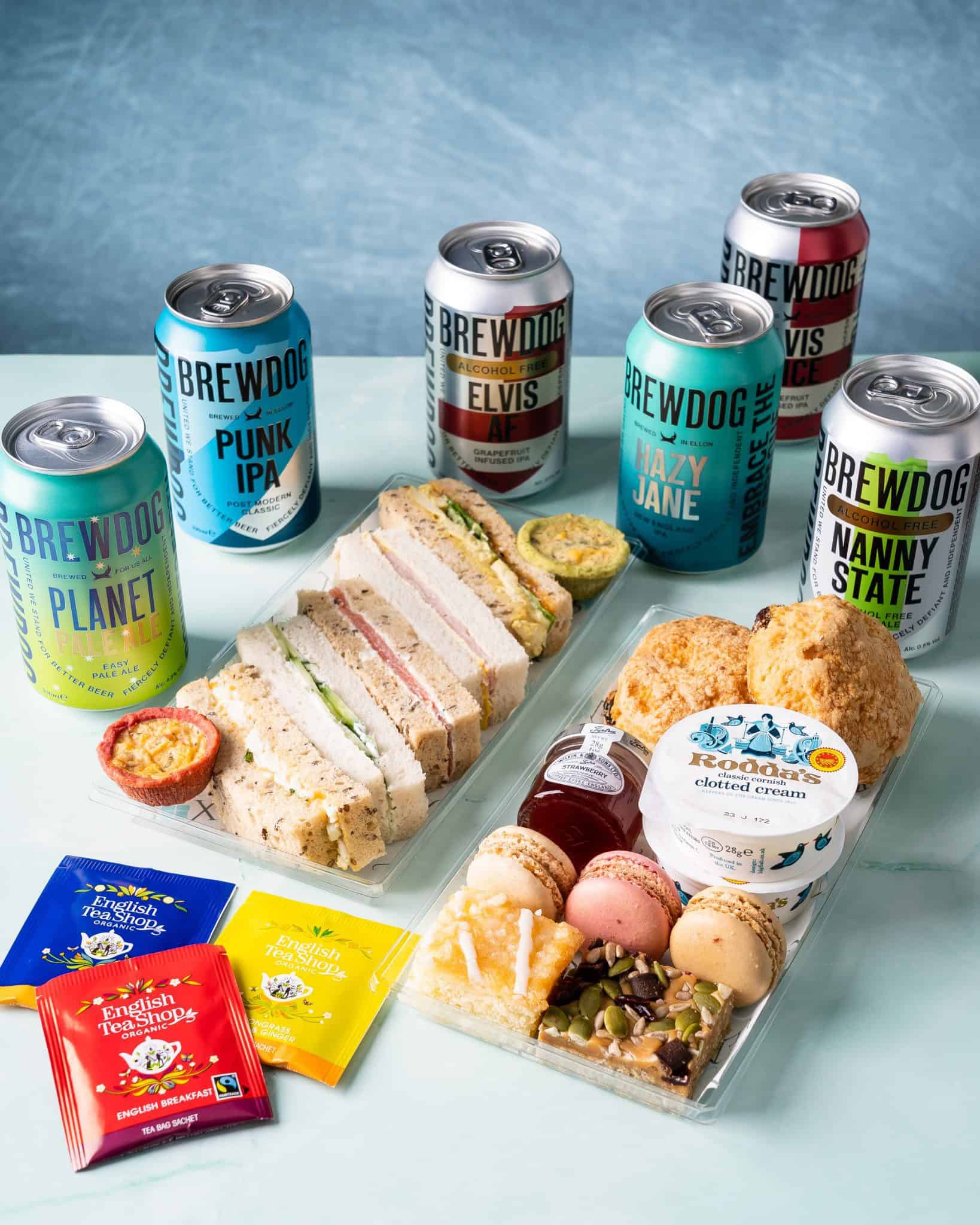 Brewdog afternoon tea box set with cream cakes and multitude of craft ales perfect fathers day present